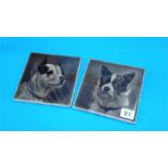 Two Sherwin's dog portrait tiles