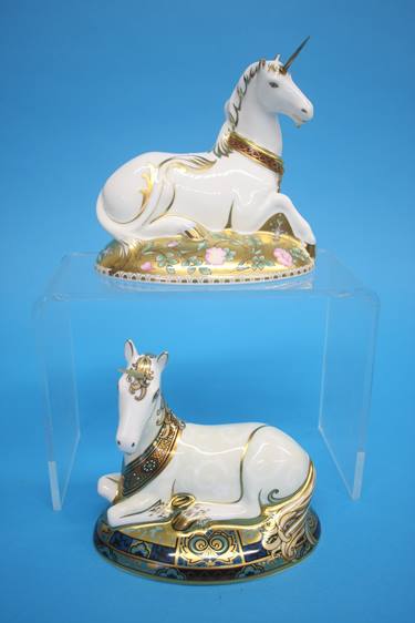 Royal Crown Derby paperweight, Mythical Unicorn, 409/1750, 2005, gold stopper, with box and Royal