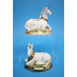 Royal Crown Derby paperweight, Mythical Unicorn, 409/1750, 2005, gold stopper, with box and Royal