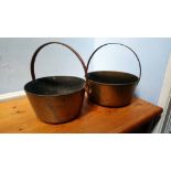 Two brass jam pans