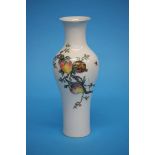 A chinese famille rose vase, painted with peaches, mark to base, script to back, 23 cm |height