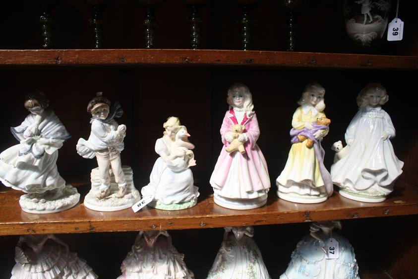 Three Royal Doulton figures and three Coalport figures (6)