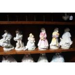 Three Royal Doulton figures and three Coalport figures (6)