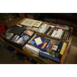 Four trays of books and DVDs