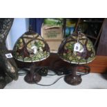 A pair of Tiffany glass style table lamps