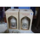 Two Bell's commemorative decanters