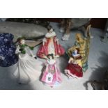 Five various figures, including Royal Doulton, Coalport etc.