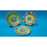 Three Maling lustre plates