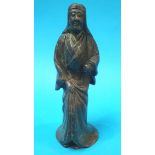 A cast spelter figure of a robed lady