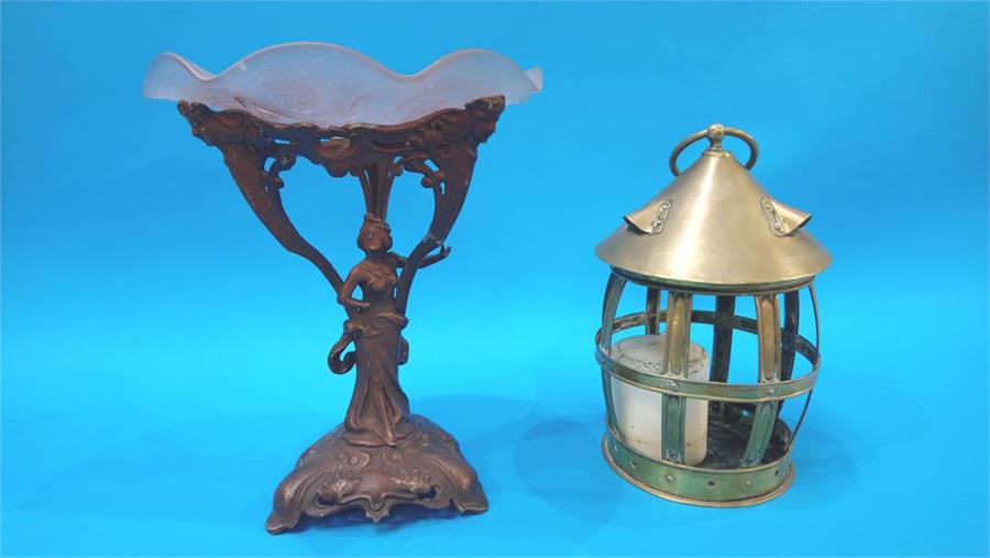 An Art Nouveau Taza and a brass lantern