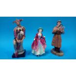 Three Royal Doulton figures 'Margaret', 'The Jester' and 'The Detective'