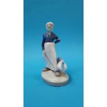 A Royal Copenhagen figure of a woman leading a duck, printed marks, numbered 528