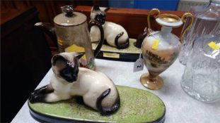 Two Beswick figure groups, a Royal Doulton vase and water pot