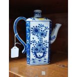 A blue and white tea pot