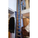 A pair of wooden property ladders