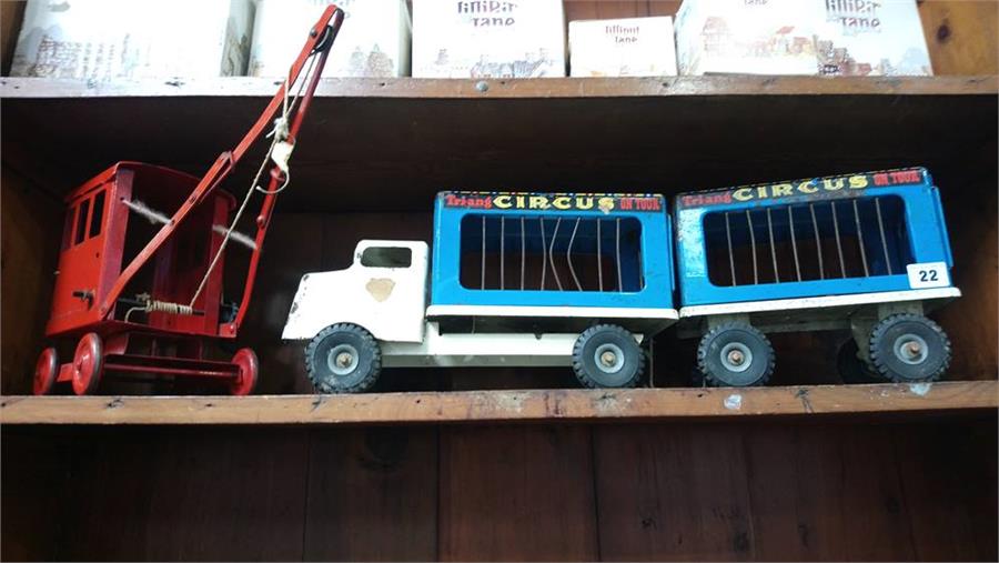 A Tri Ang circus truck and a plane