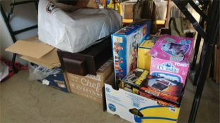 Three boxes of assorted, including toys, clock etc.