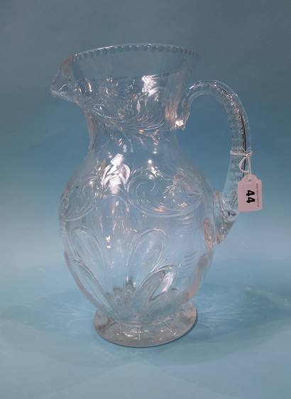 A large good quality cut glass water jug, 34cm tall - Image 2 of 4