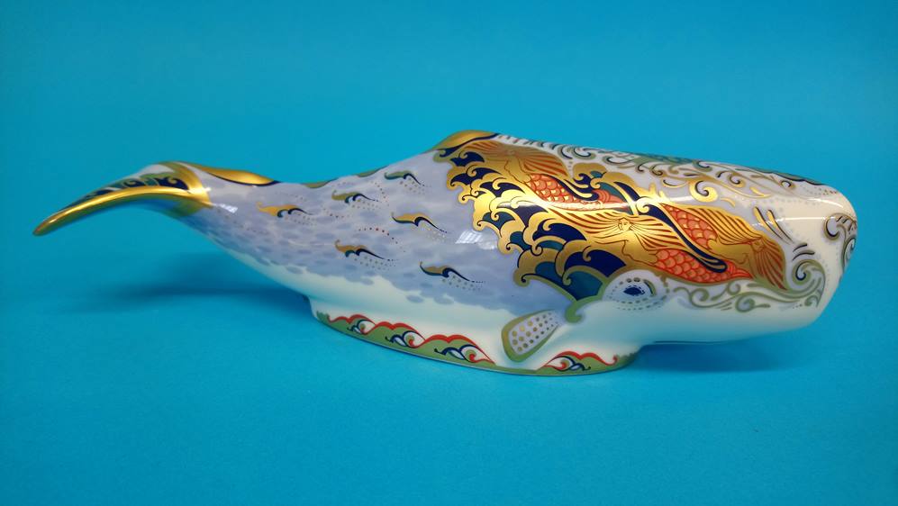 Four Royal Crown Derby paperweights; an Oceanic Whale, 2003, gold stopper, 22cm, a Walrus, a Sea - Image 10 of 13