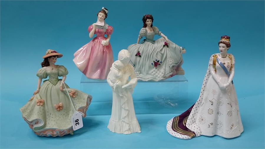 Five various figures, Royal Worcester, Royal Doulton etc. Including Royal Worcester figure 'Princess - Image 3 of 6