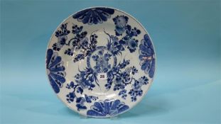 A blue and white Oriental charger