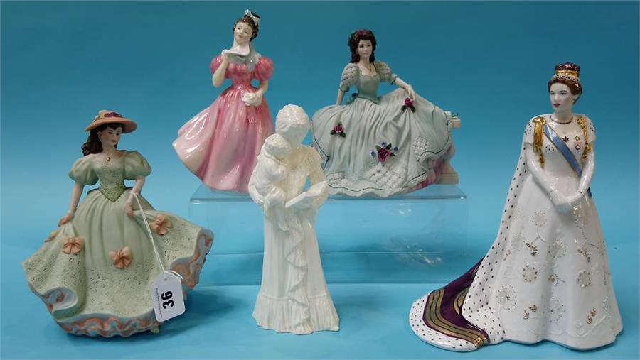 Five various figures, Royal Worcester, Royal Doulton etc. Including Royal Worcester figure 'Princess - Image 4 of 6