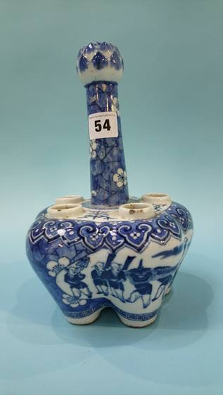 An Oriental blue and white tulip shaped vase