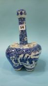 An Oriental blue and white tulip shaped vase