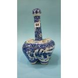 An Oriental blue and white tulip shaped vase