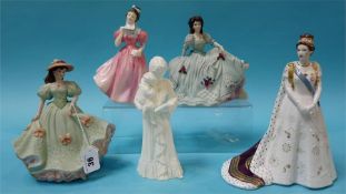 Five various figures, Royal Worcester, Royal Doulton etc. Including Royal Worcester figure 'Princess