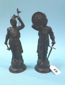 A pair of spelter figures of knights
