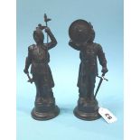 A pair of spelter figures of knights