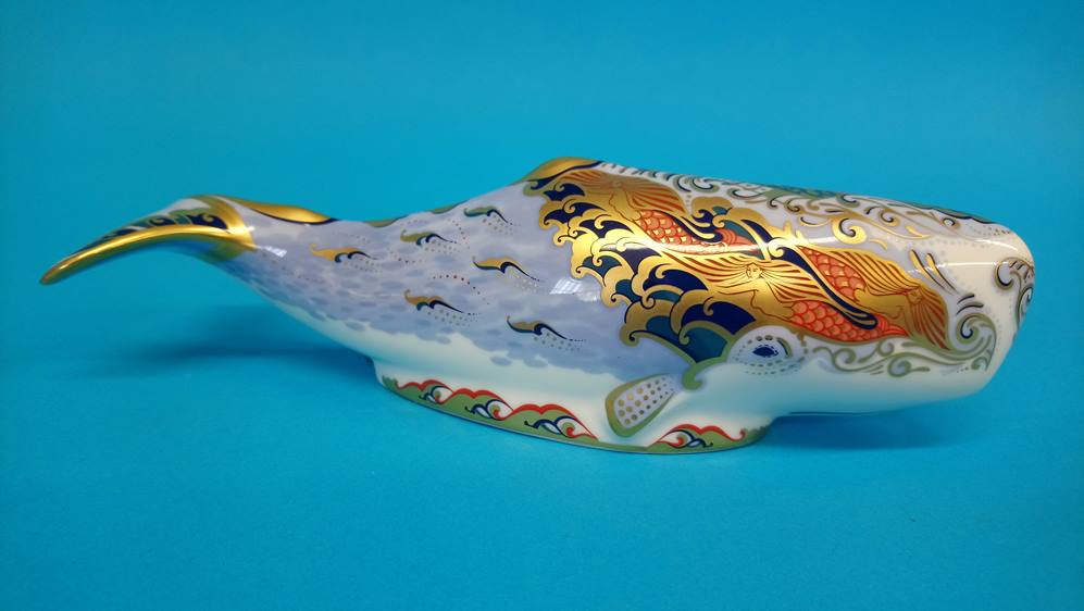 Four Royal Crown Derby paperweights; an Oceanic Whale, 2003, gold stopper, 22cm, a Walrus, a Sea - Image 5 of 13