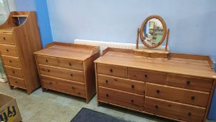 Three pine chests