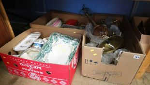 Three boxes, including lamps and china etc.