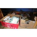 Three boxes, including lamps and china etc.