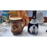 Royal Doulton commemorative jug and a Copeland fla