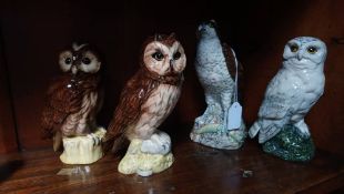 Beswick 'Beneagles' and three Doulton owls