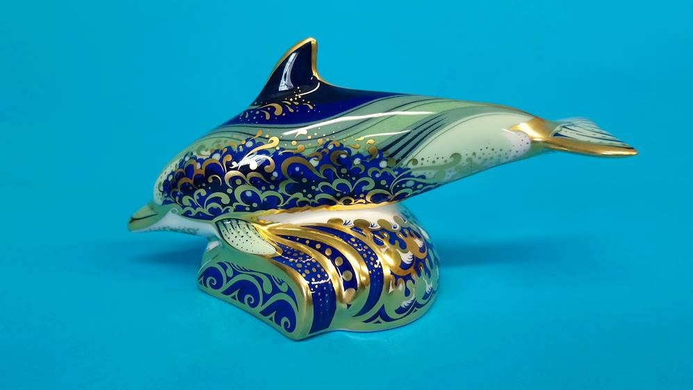 Mother and baby Royal Crown Derby 'Dolphins' and ' - Image 5 of 7