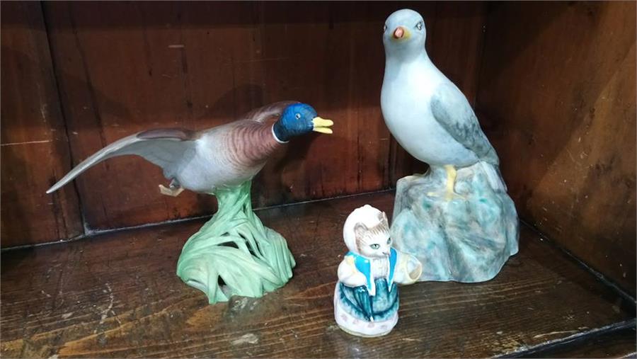 A Radford seagull and Spode mallard etc.