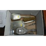 Assorted silver backed brushes, mirrors etc.