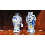 A pair of Chinese blue and white vases