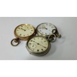 Three pocket watches, including an Omega