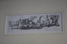 Set of four modern hunting prints, 11cm x 31cm