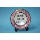 A Sunderland purple lustre circular plaque 'Thou G