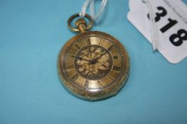 A Ladies pocket watch, the case marked 18kt, with