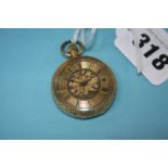 A Ladies pocket watch, the case marked 18kt, with