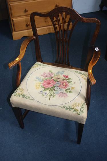 A 19th Century elm open carver chair with needlewo - Image 2 of 4