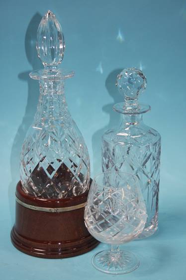 Quantity of cut glassware and decanters