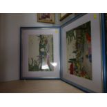 Various needlepoint pictures and two oils